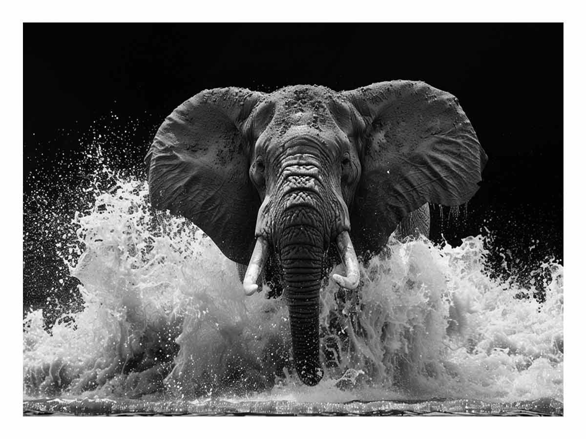 Water Elephant Canvas Art Print-0