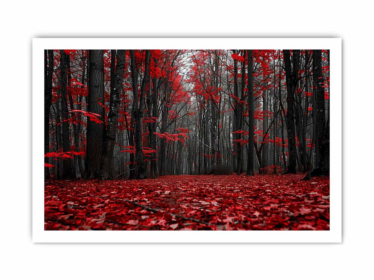 Red Forest  Tress Art Canvas Art Print-8