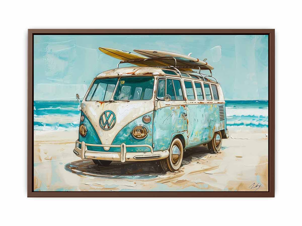 Beach Parking  Van Mircobus  Canvas Art Print-6