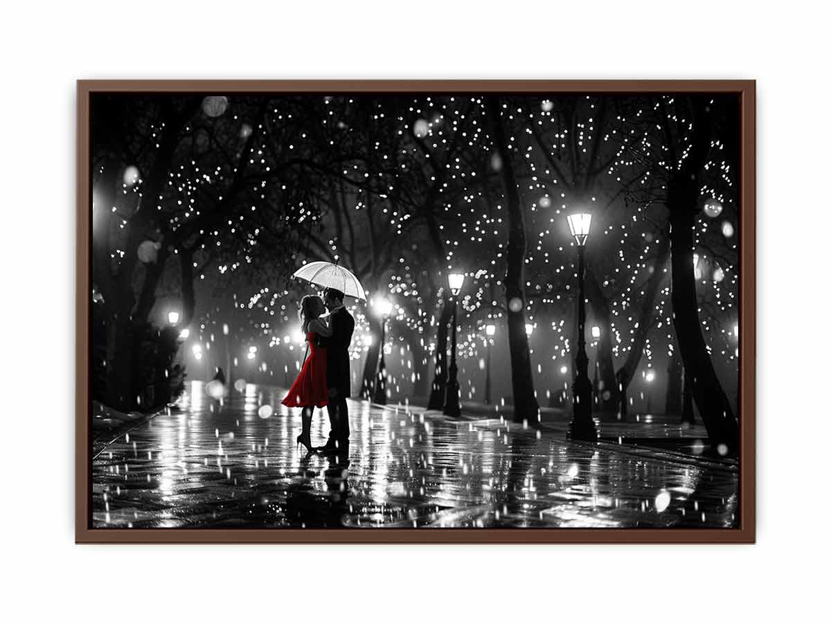 Couple Love Rain Dance Umbrella Canvas Art Print-6