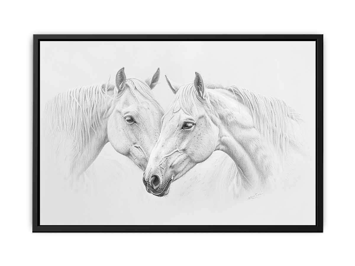 Two white  Horses  Canvas Art Print-4