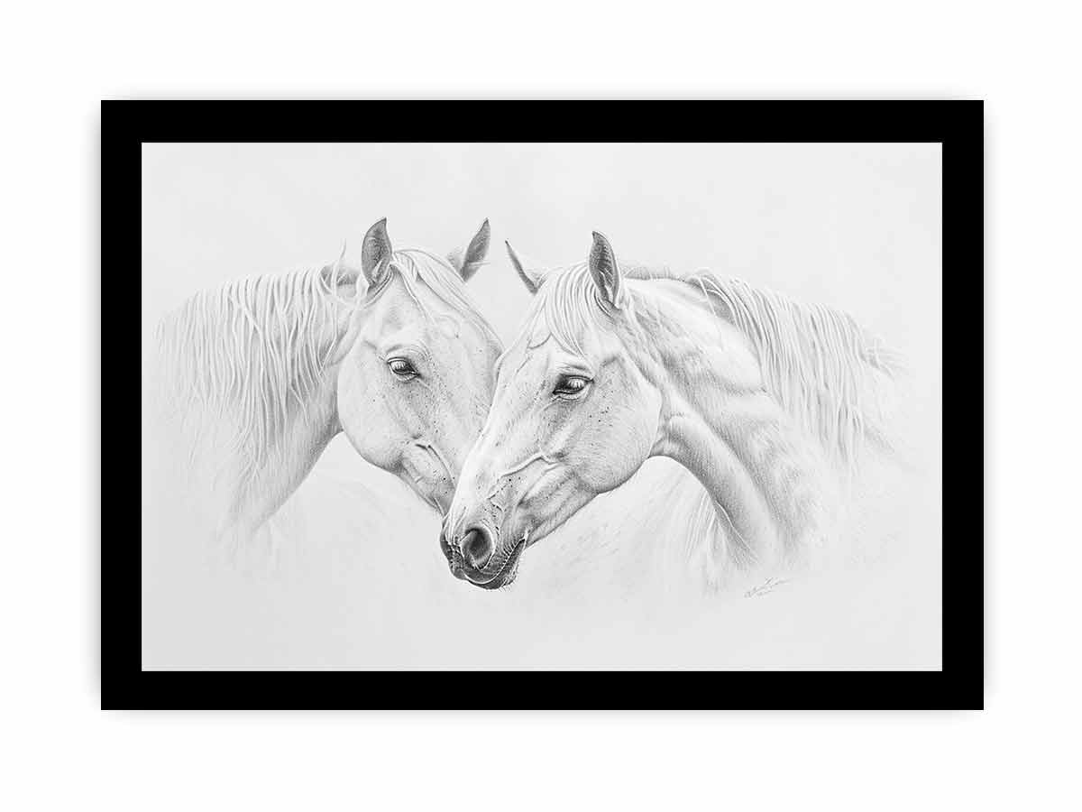 Two white  Horses  Canvas Art Print-7