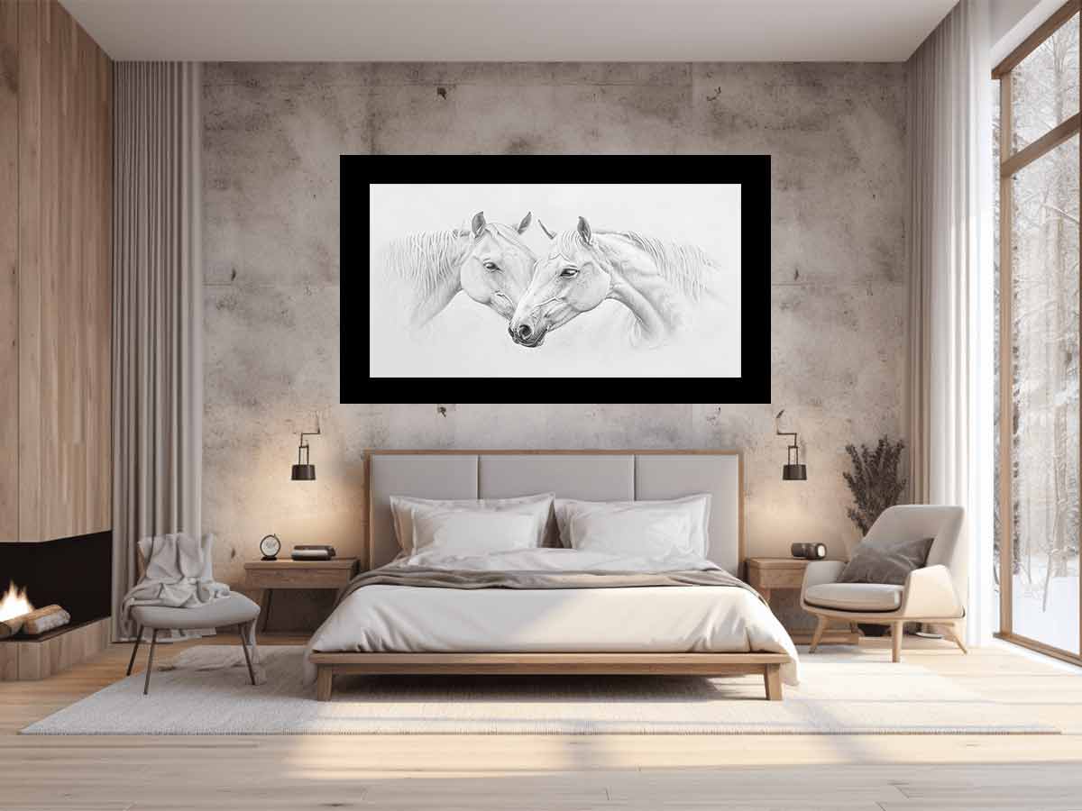 Two white  Horses  Canvas Art Print-1