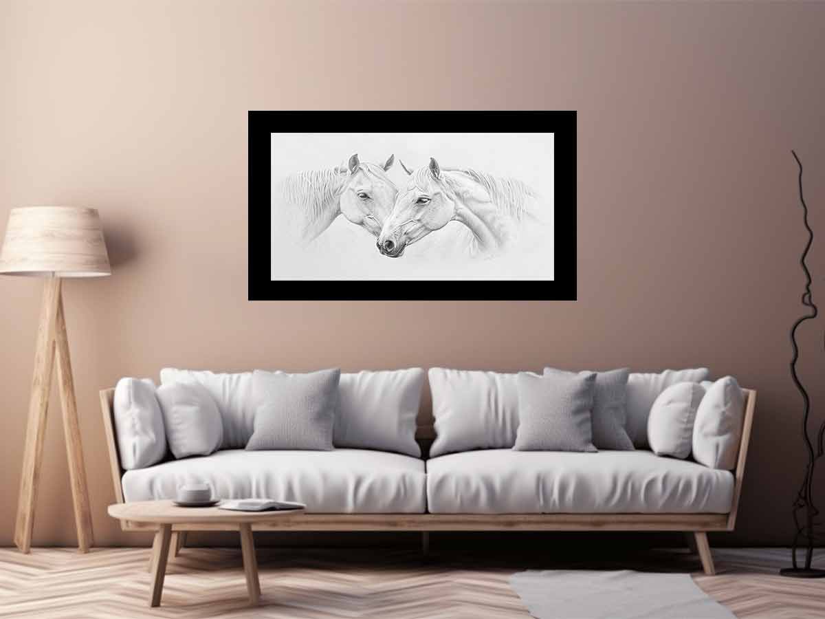 Two white  Horses  Canvas Art Print-2
