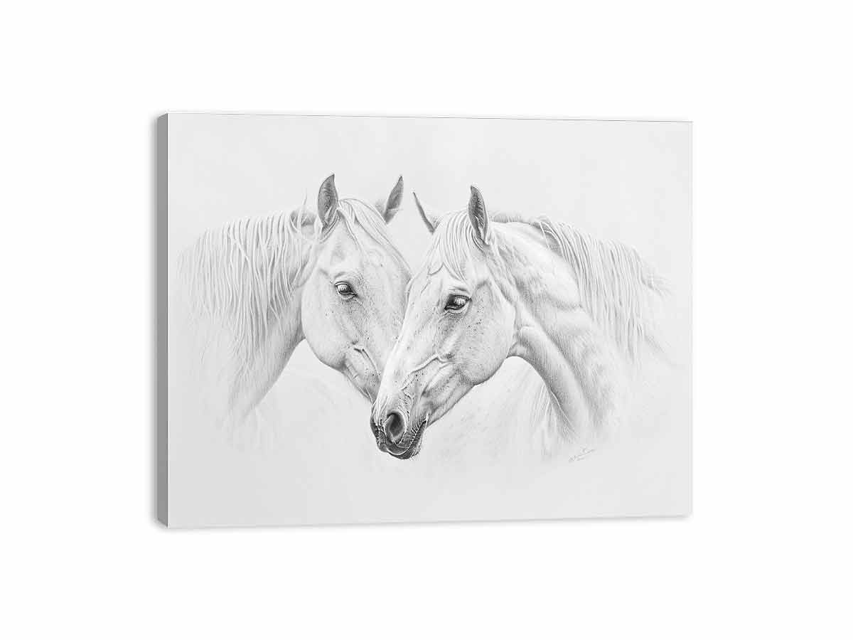 Two white  Horses  Canvas Art Print-3