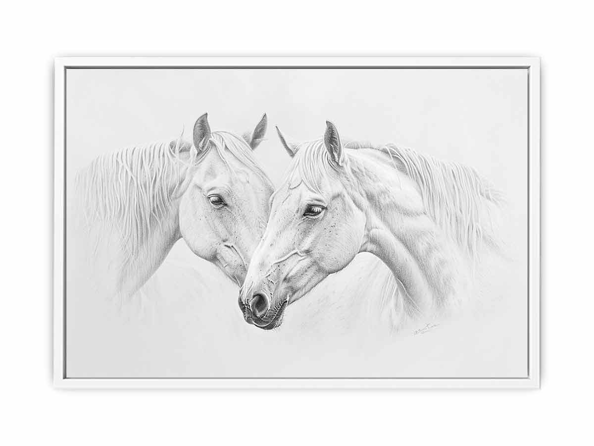 Two white  Horses  Canvas Art Print-5