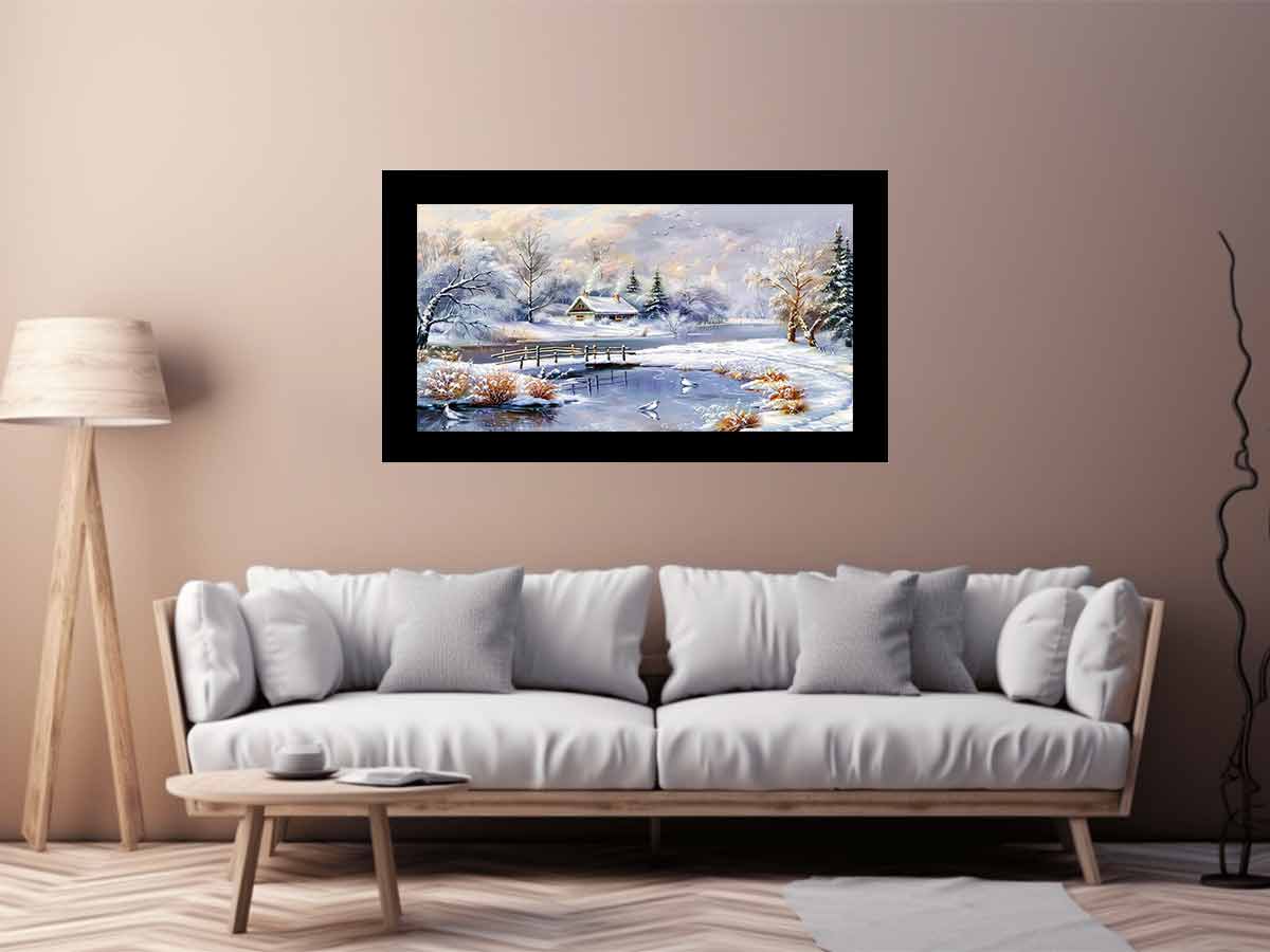 Winter Landscape  Snow Painting Canvas Art Print-2