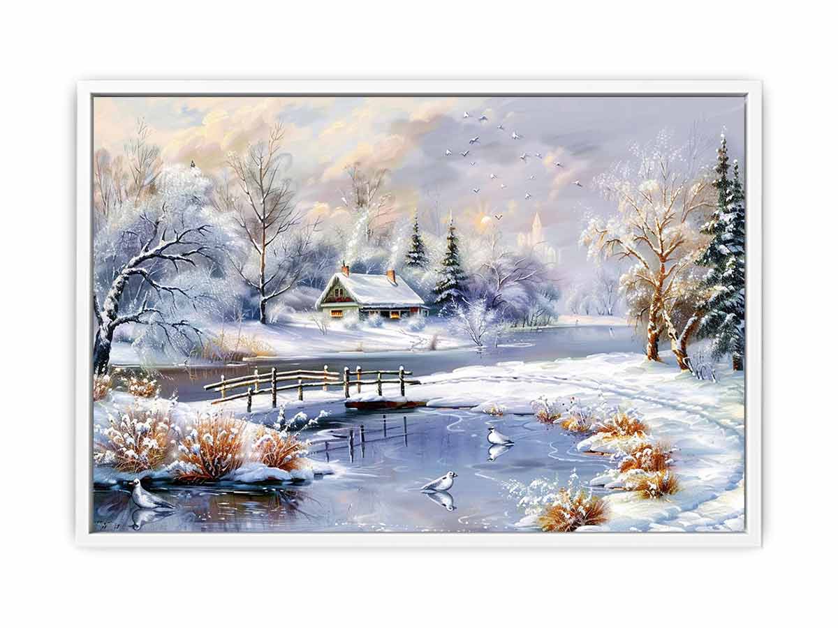 Winter Landscape  Snow Painting Canvas Art Print-5