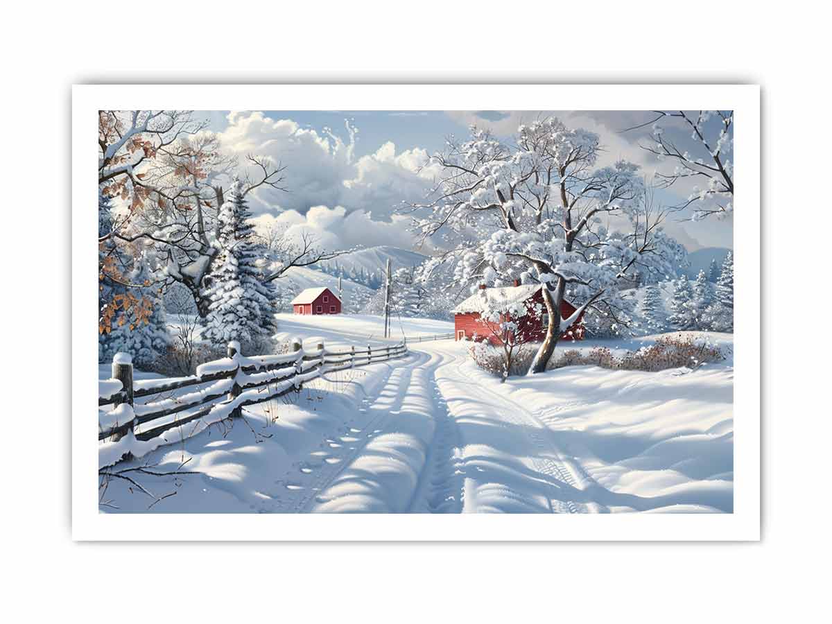 Winter Landscape  Canvas Painting Print-8