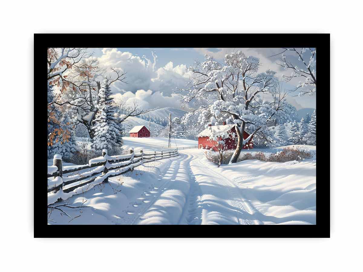 Winter Landscape  Canvas Painting Print-7
