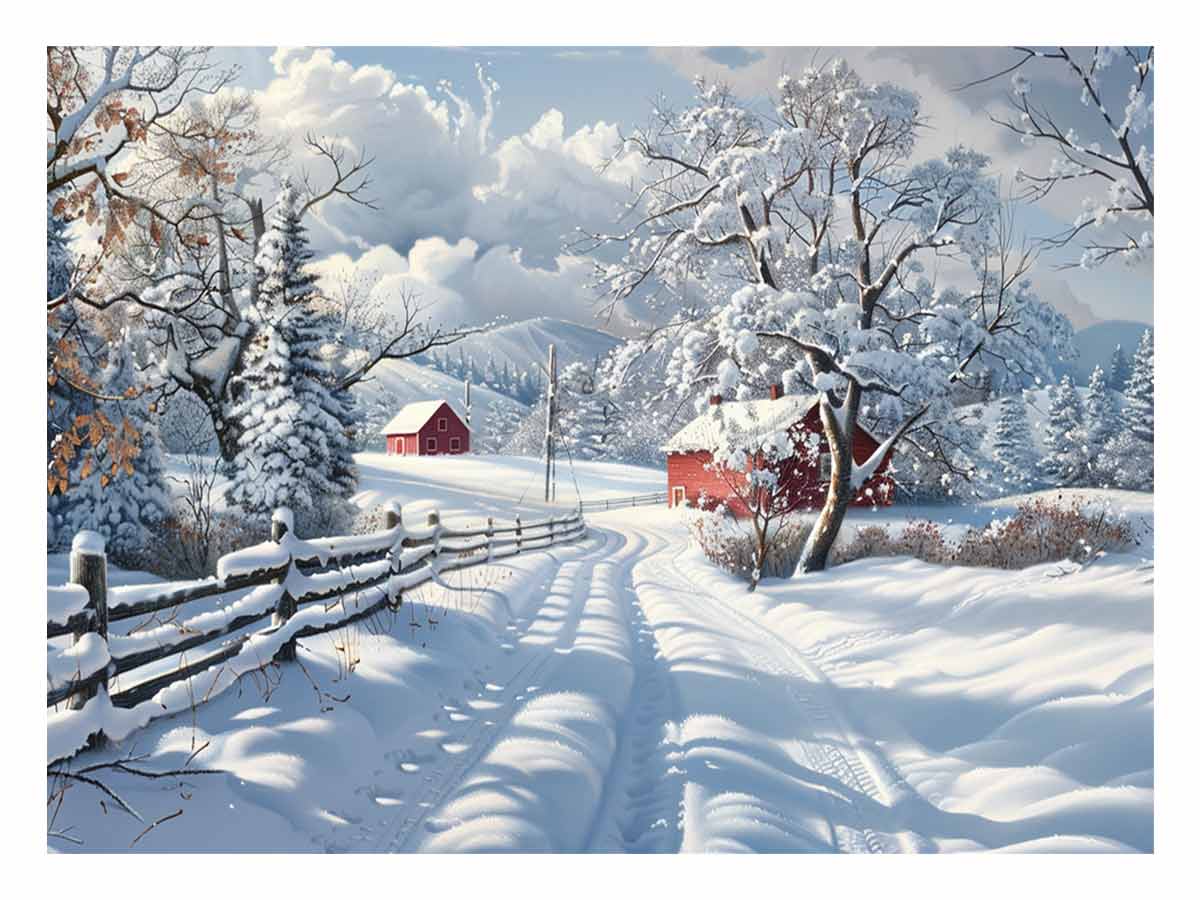 Winter Landscape  Canvas Painting Print-0