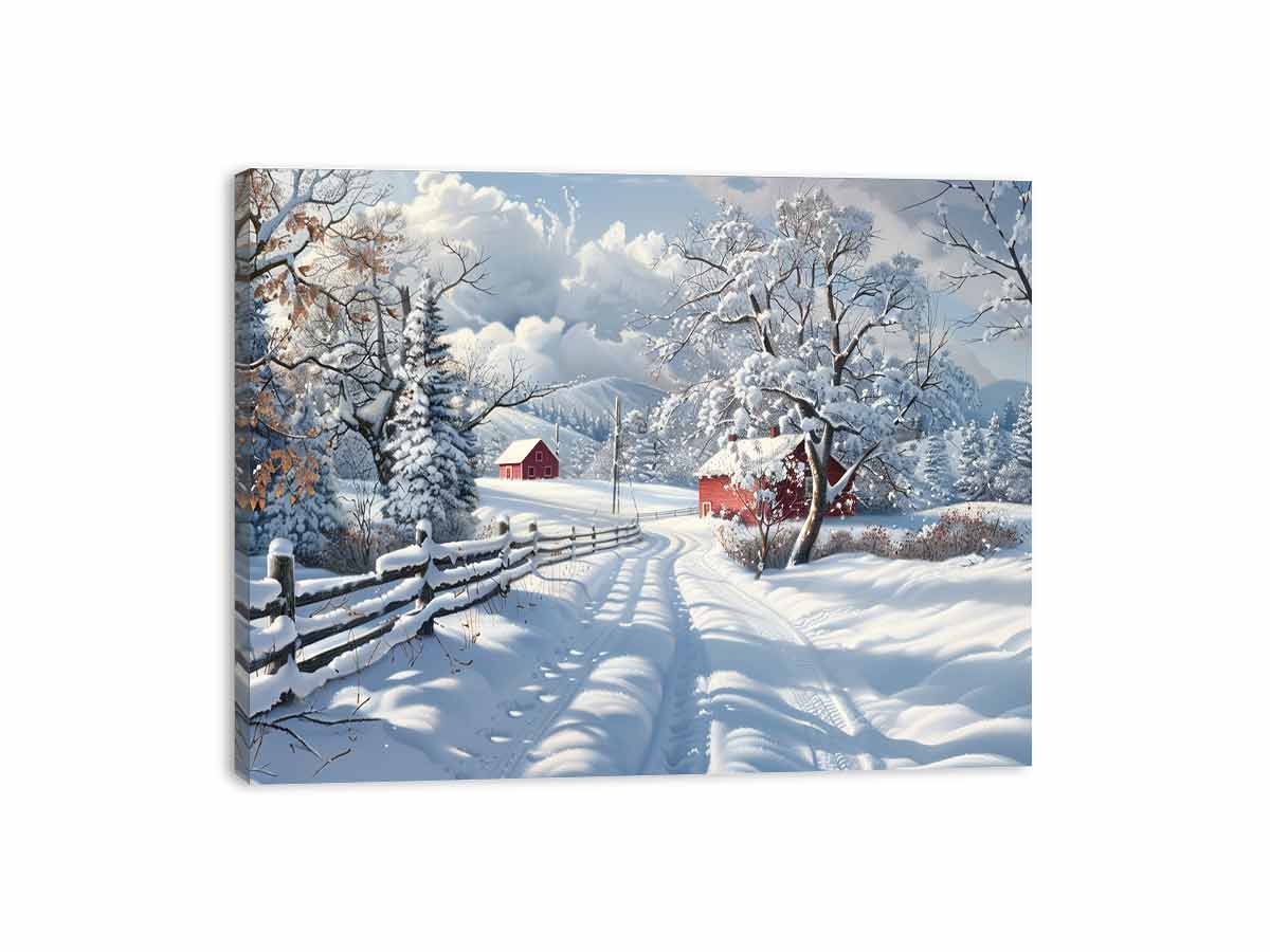 Winter Landscape  Canvas Painting Print-3