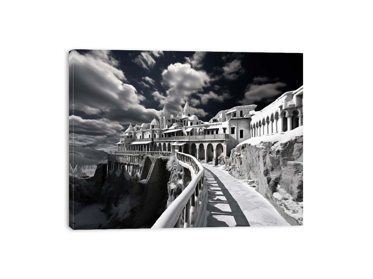 Black & white  Monastery Canvas Art Print-3