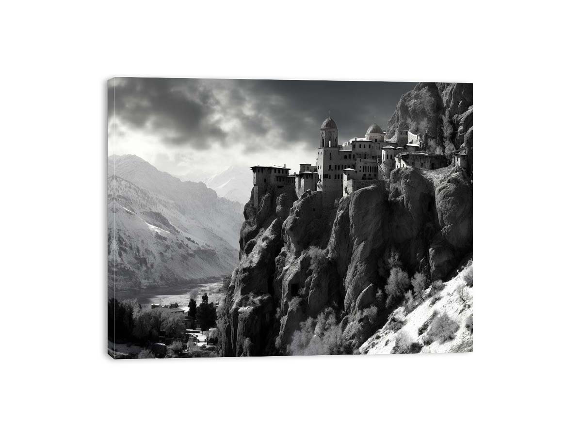 Meteoron Monast Grey Art Photography  Canvas Art Print-3