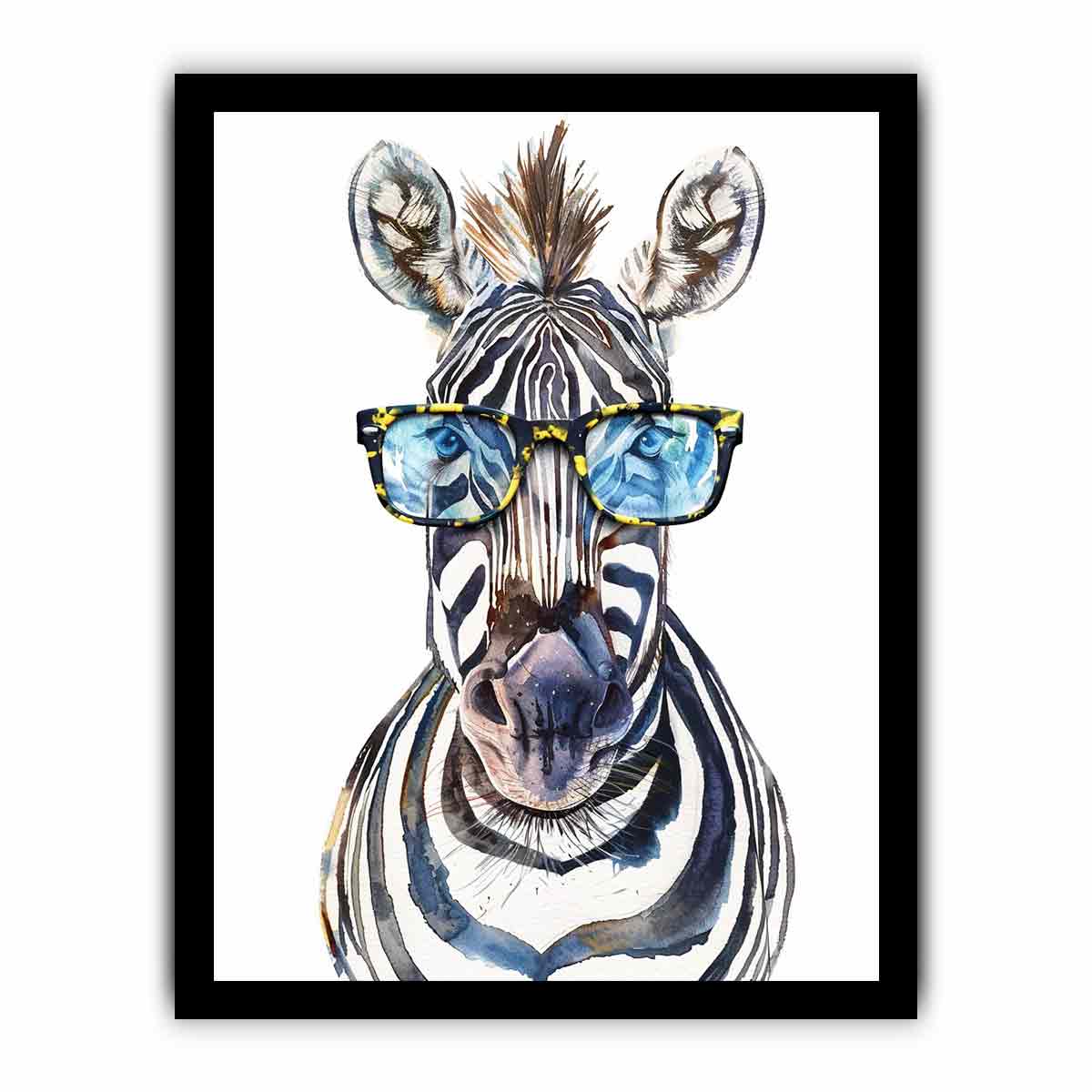 Zebra With Glasses Canvas Art  Print & Poster-7