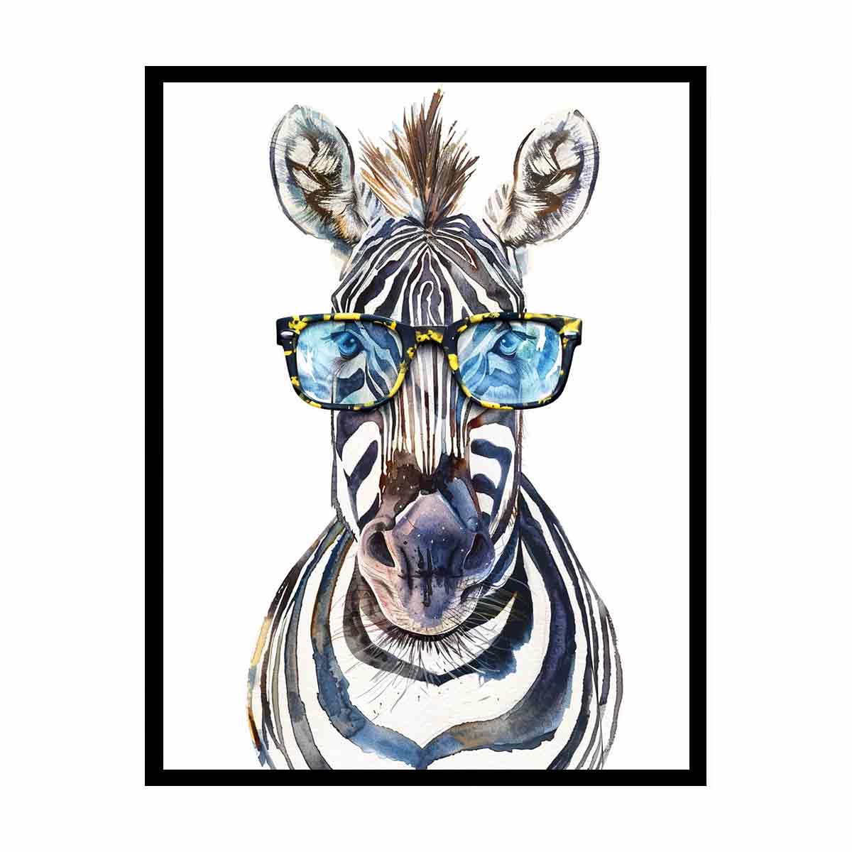 Zebra With Glasses Canvas Art  Print & Poster-4