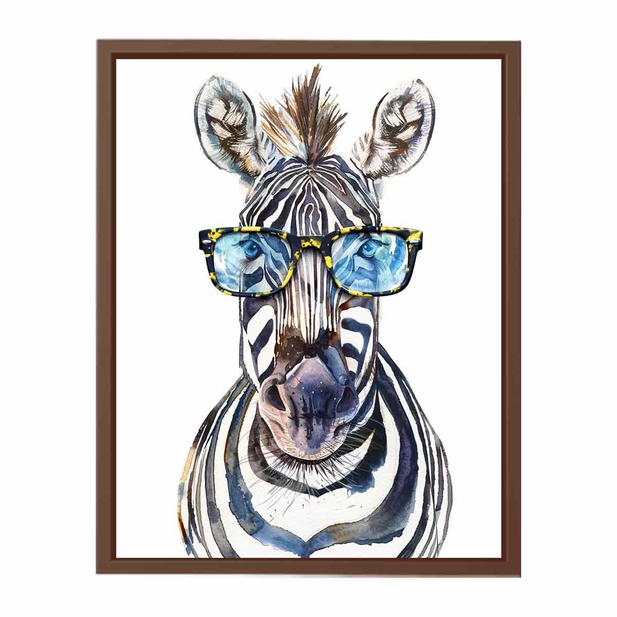 Zebra With Glasses Canvas Art  Print & Poster-6