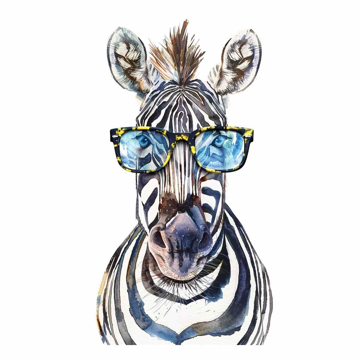 Zebra With Glasses Canvas Art  Print & Poster-0