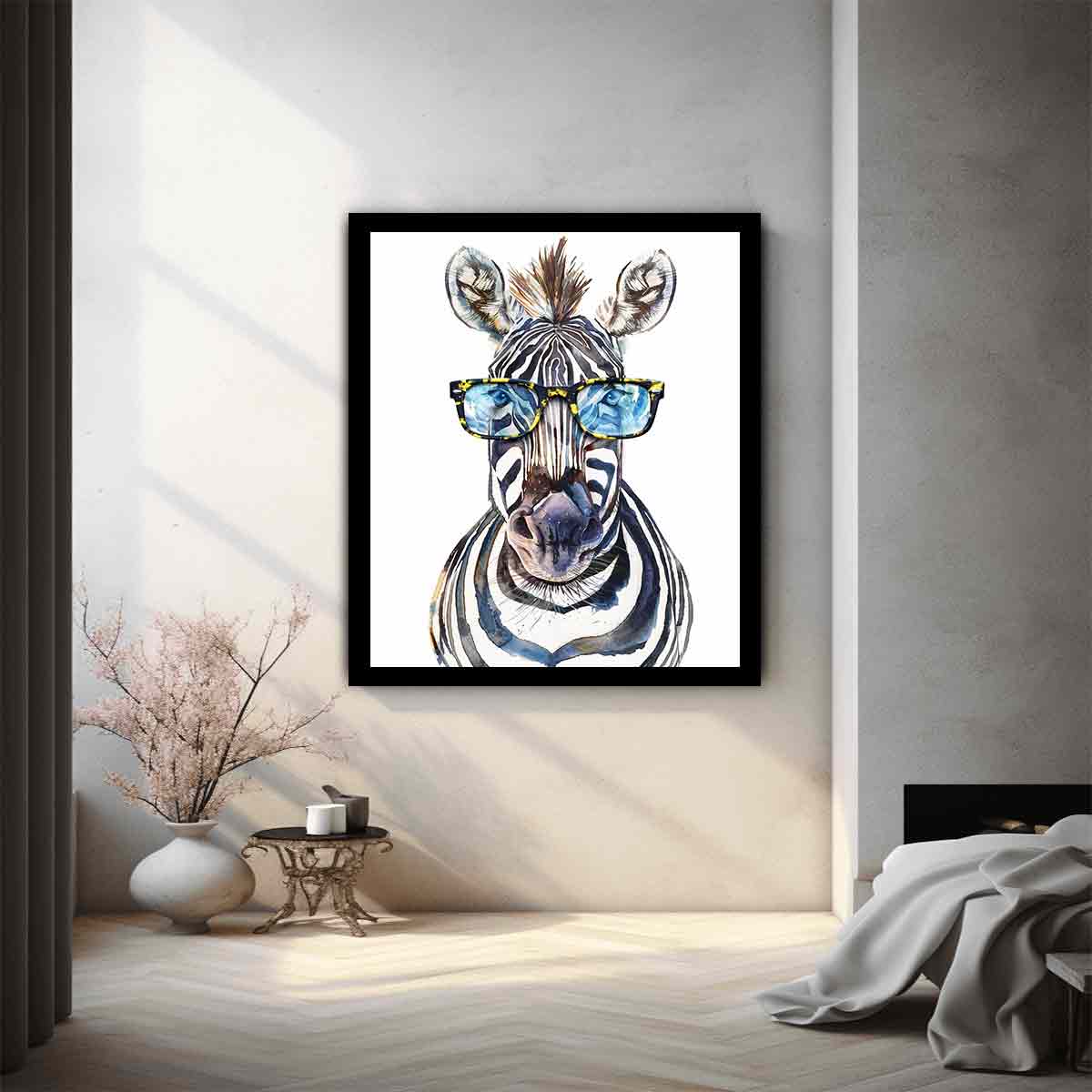 Zebra With Glasses Canvas Art  Print & Poster-1