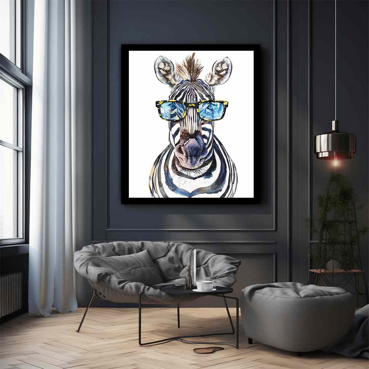 Zebra With Glasses Canvas Art  Print & Poster-2