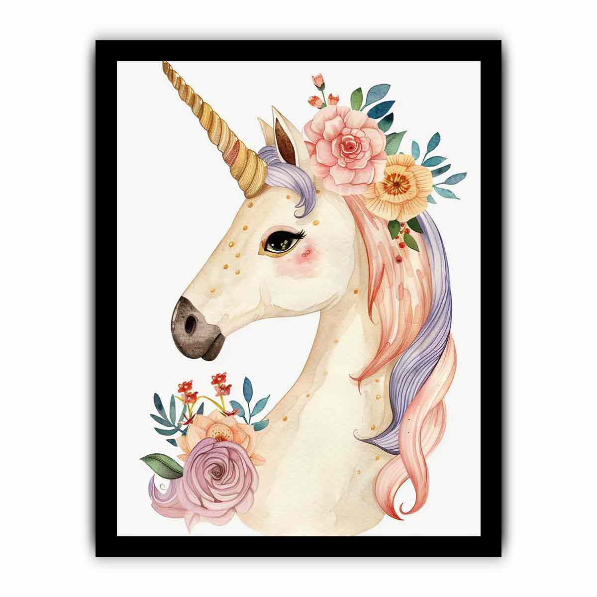 Cute Unicorn Canvas Art  Print & Poster-7