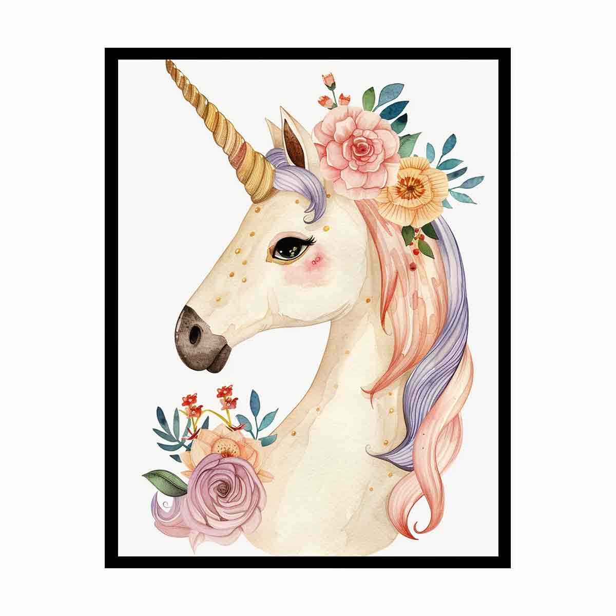 Cute Unicorn Canvas Art  Print & Poster-4