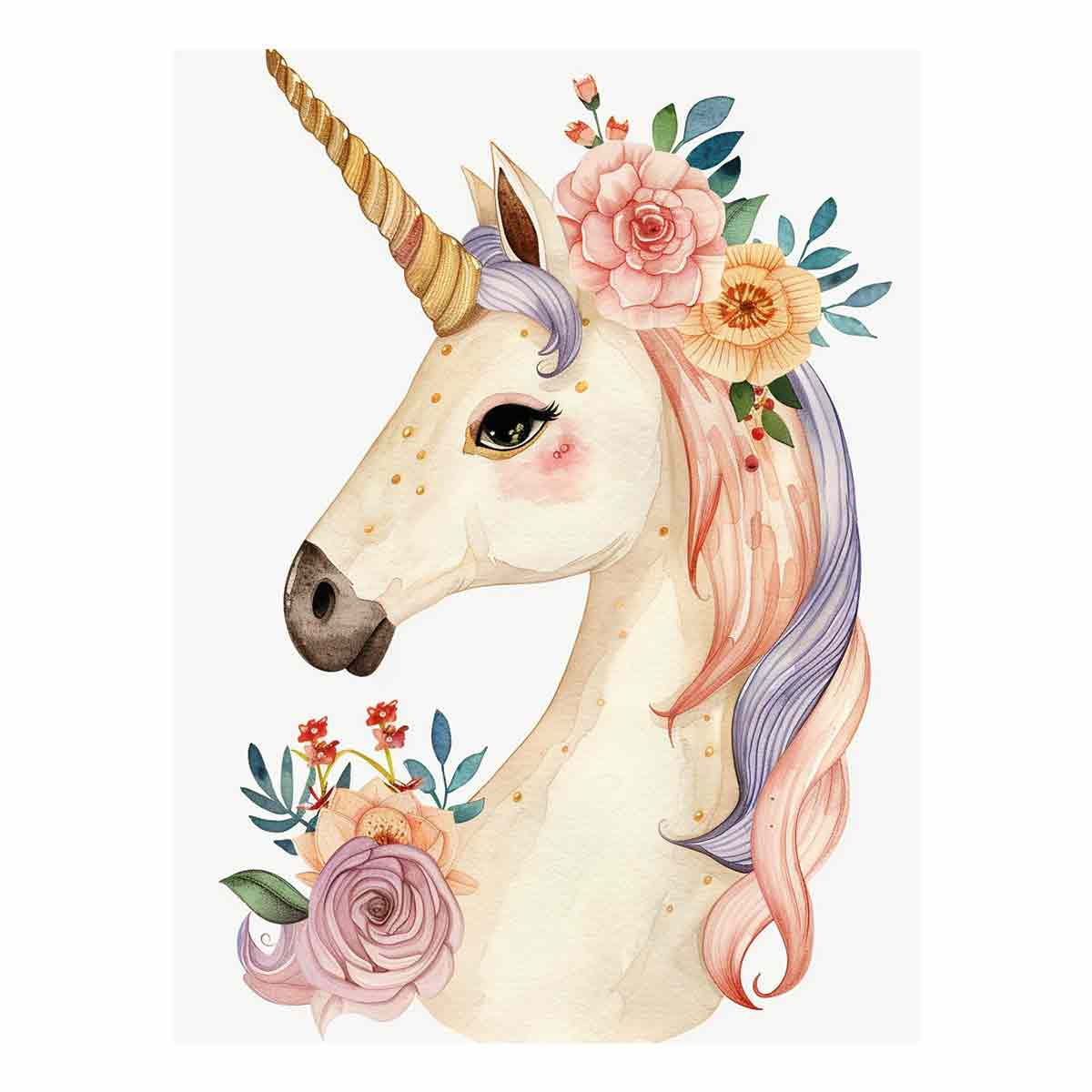 Cute Unicorn Canvas Art  Print & Poster-0