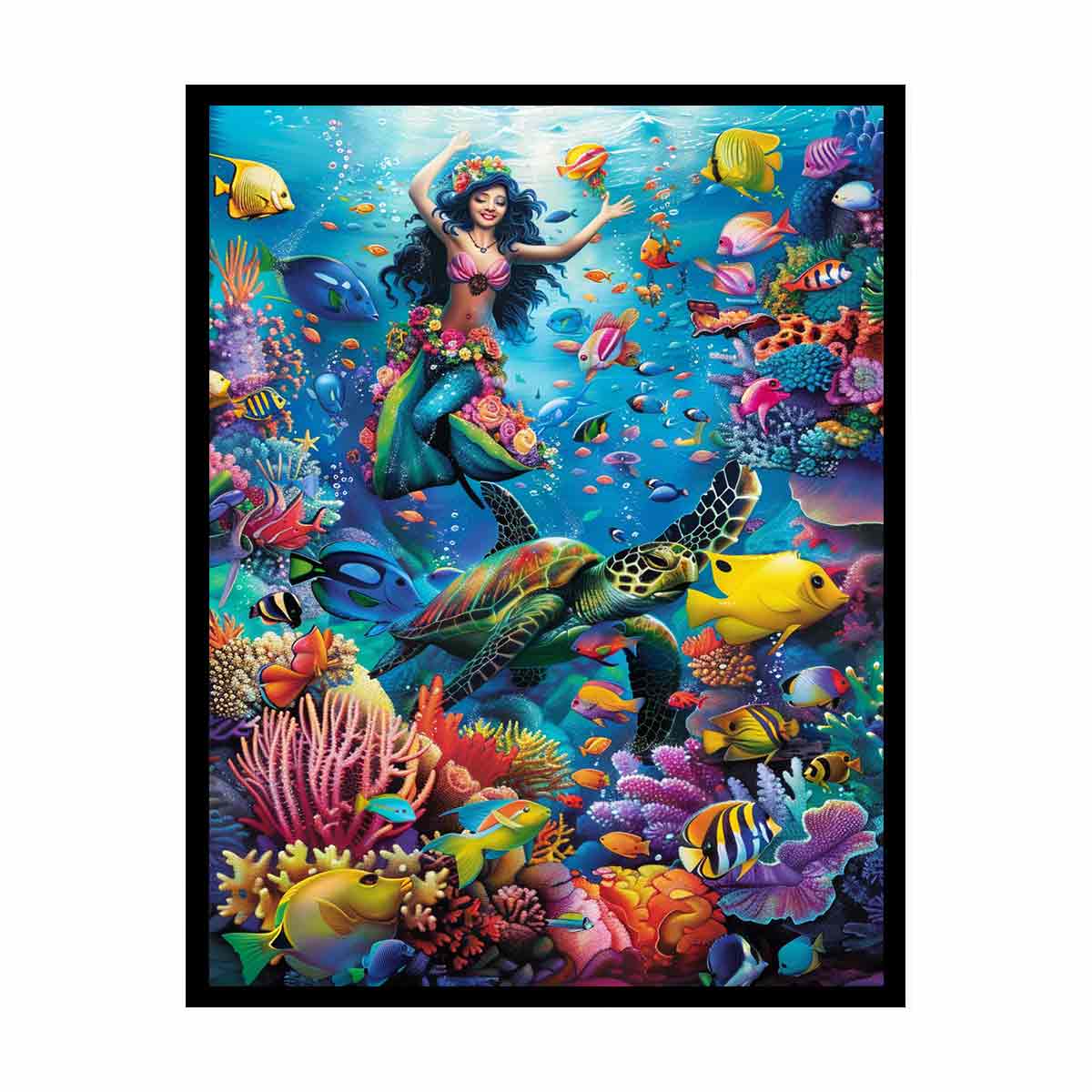Playfull Underwater  Art Canvas Art Print-4