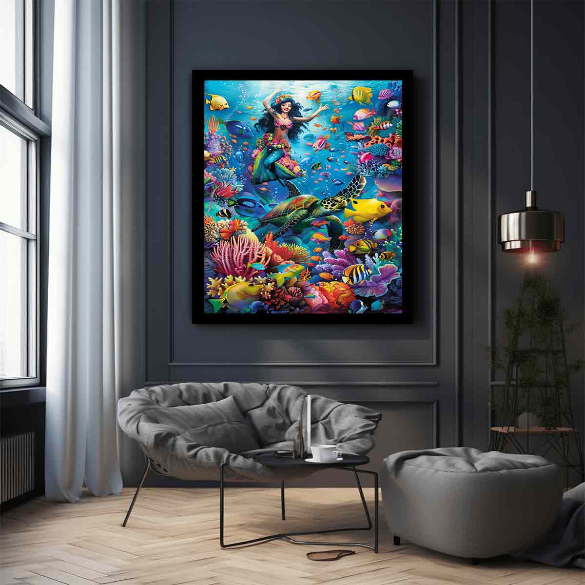 Playfull Underwater  Art Canvas Art Print-2