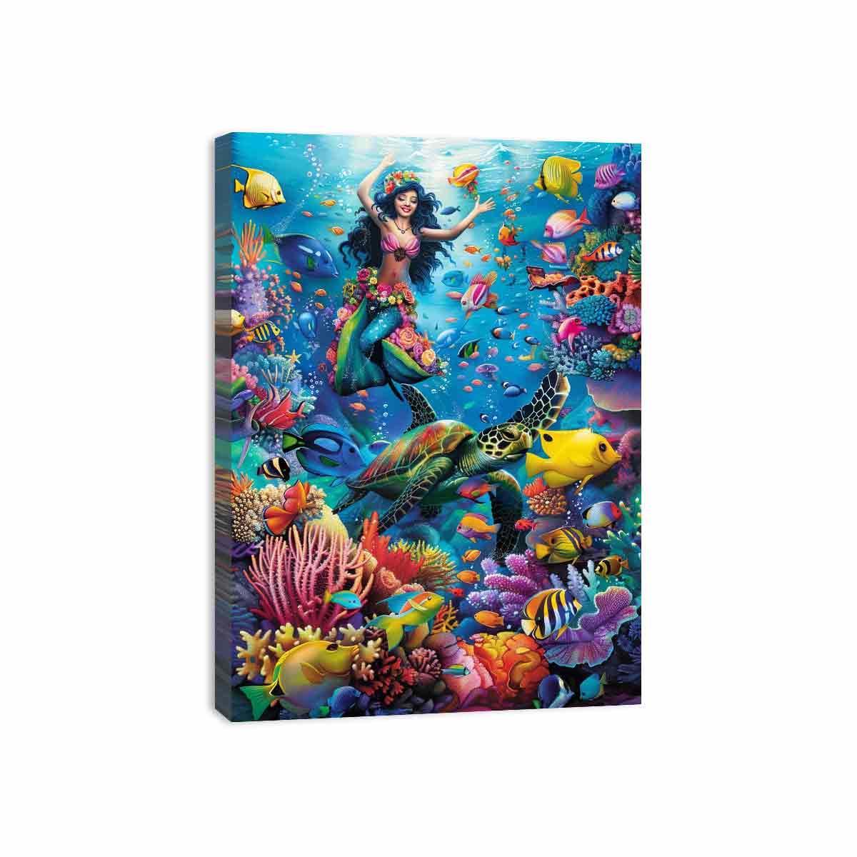 Playfull Underwater  Art Canvas Art Print-3