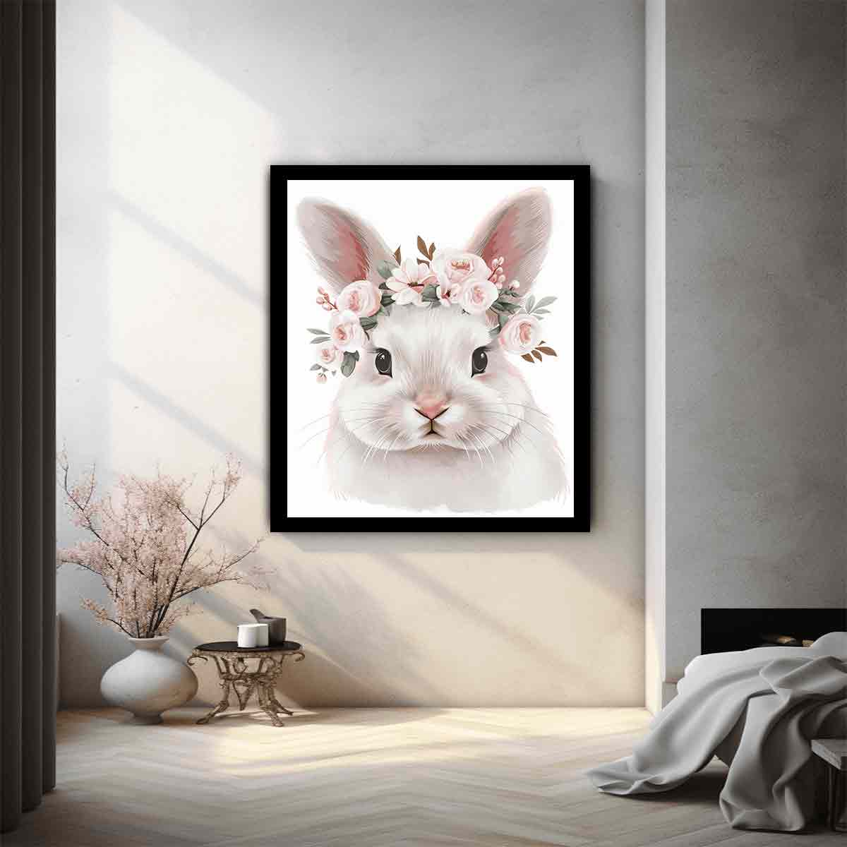 White Bunny Canvas Art Print-1