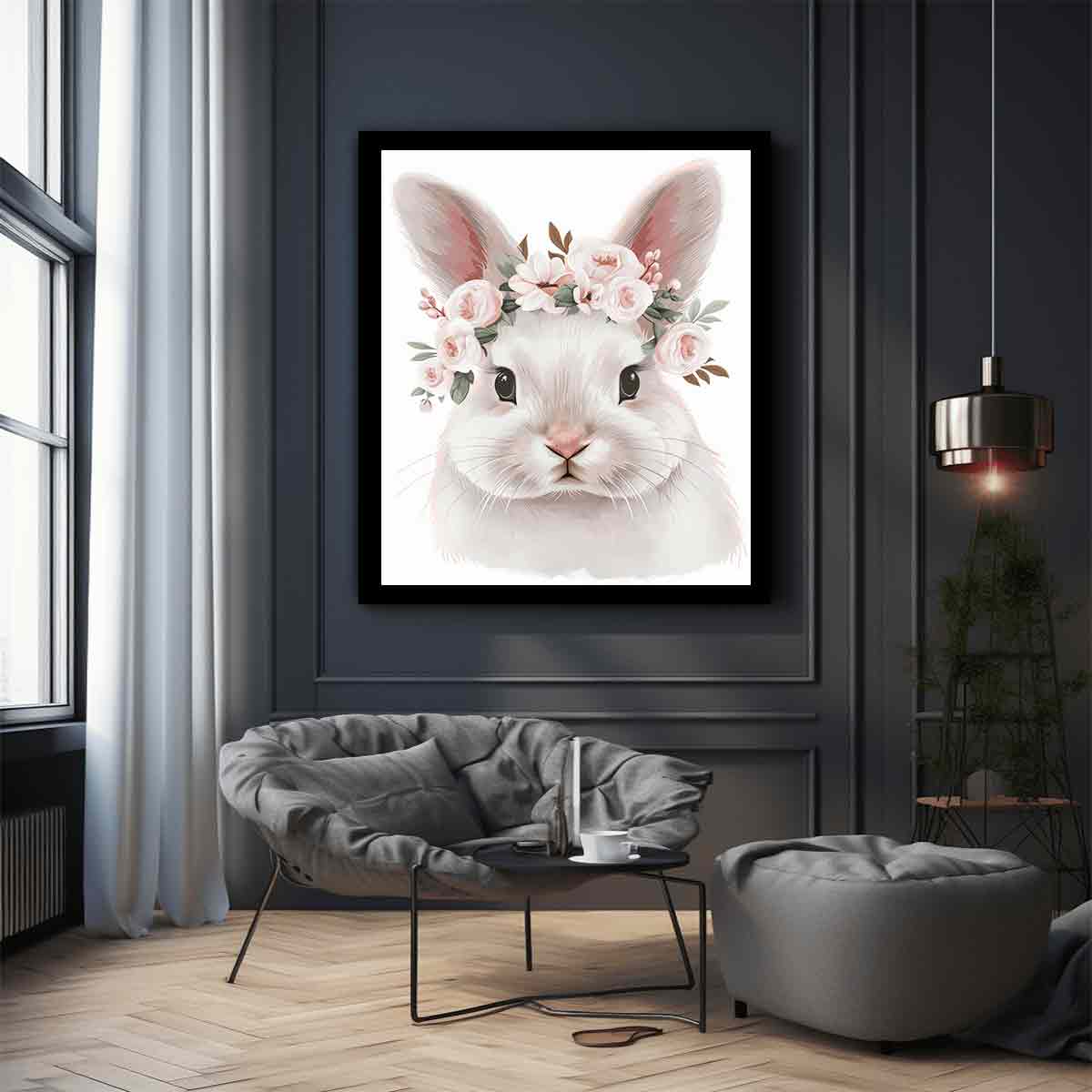 White Bunny Canvas Art Print-2