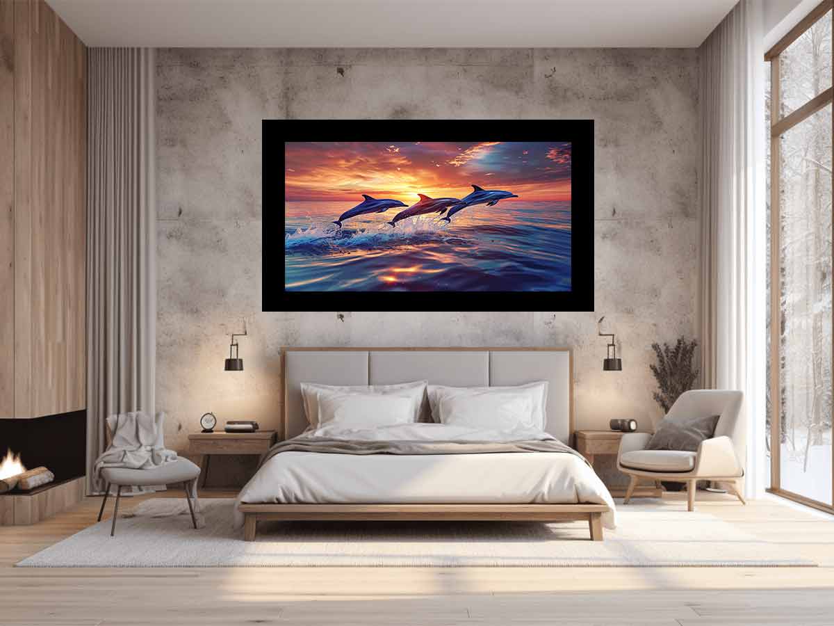 Flying Dolphins Canvas Painitng Print-1