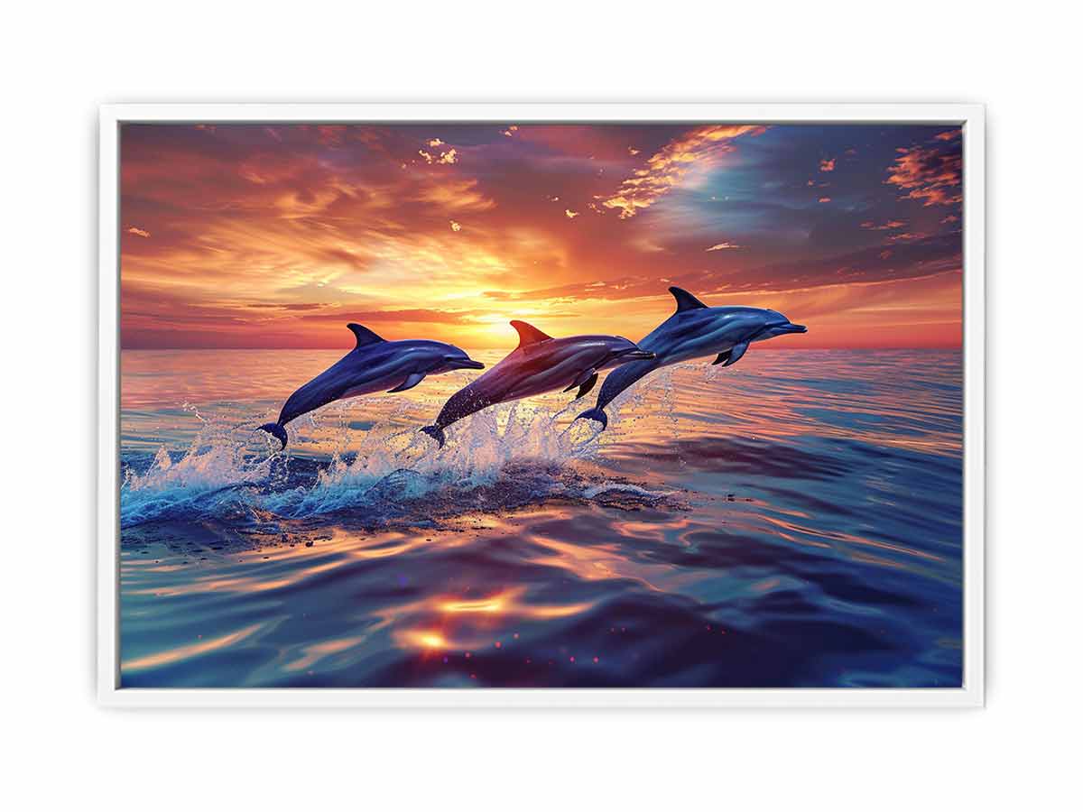 Flying Dolphins Canvas Painitng Print-5