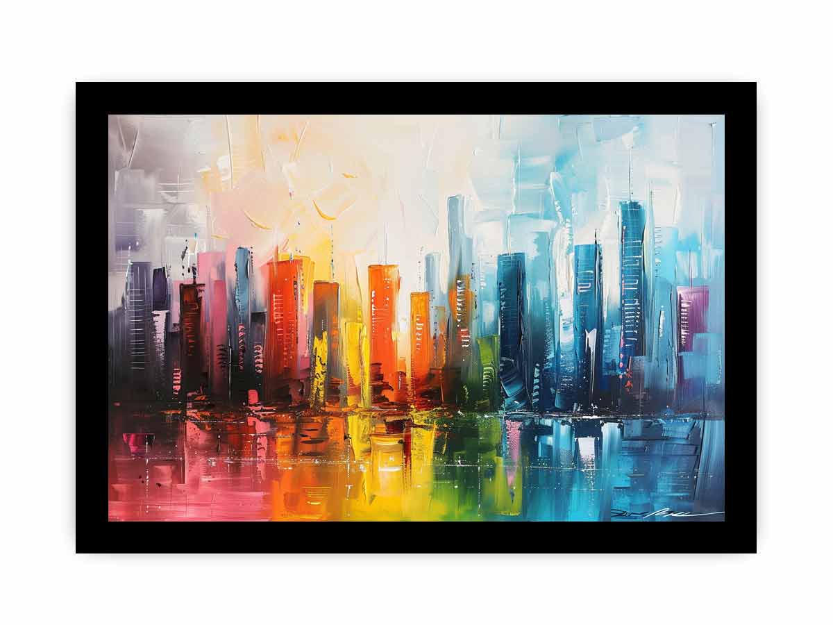 Abstract City skyline  Modern canvas painting-7