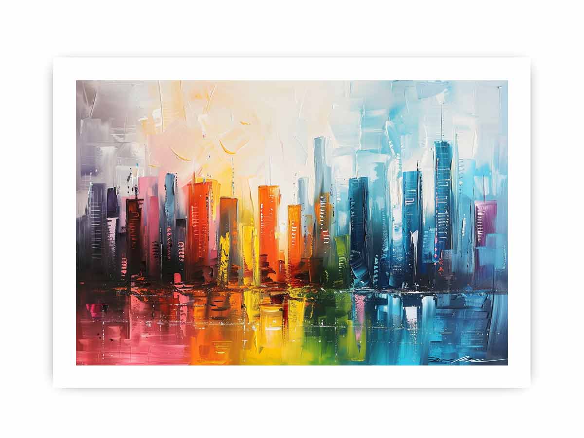 Abstract City skyline  Modern canvas painting-8