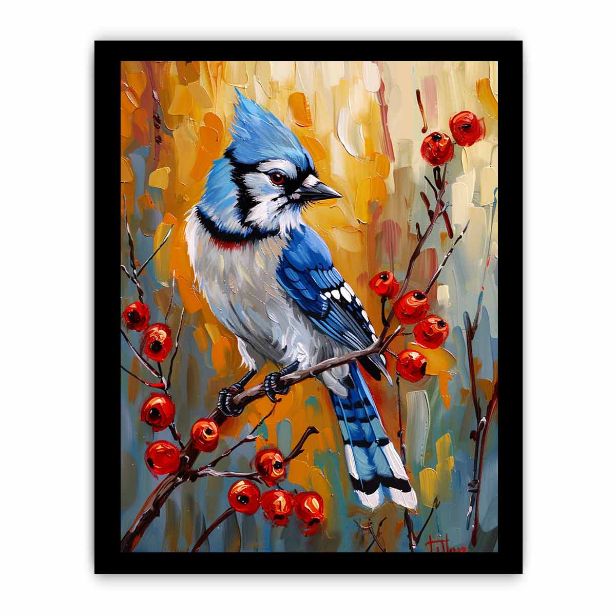 Blue Jay Canvas Painting Print-7