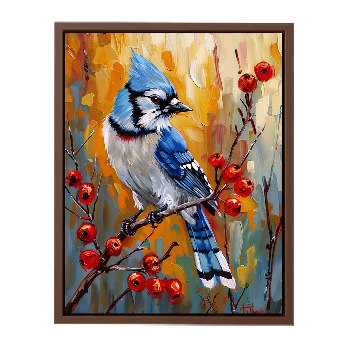 Blue Jay Canvas Painting Print-6
