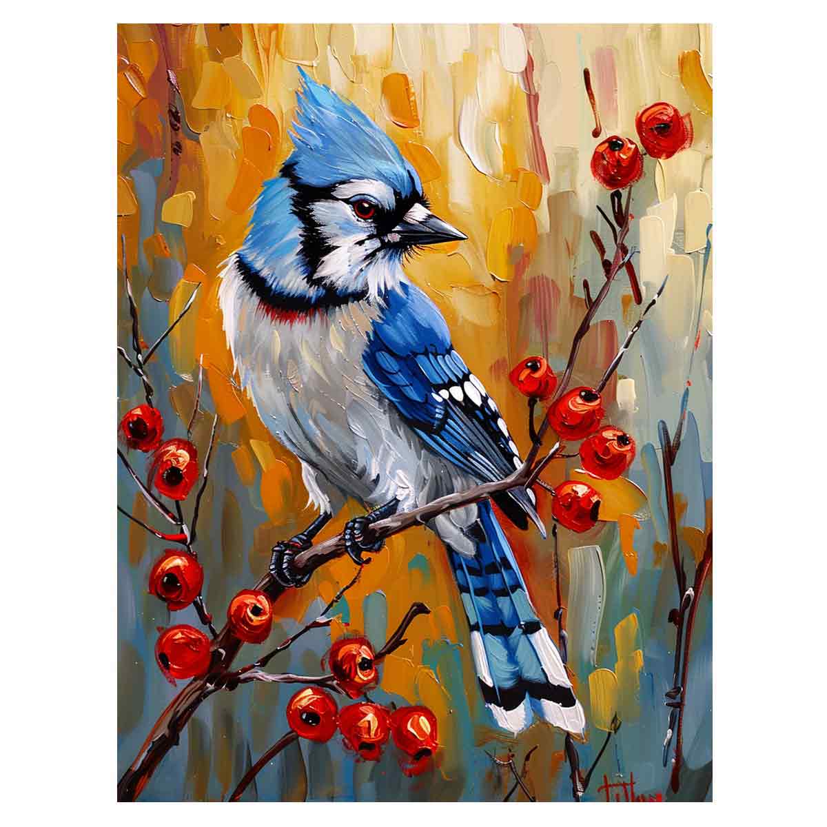 Blue Jay Canvas Painting Print-0