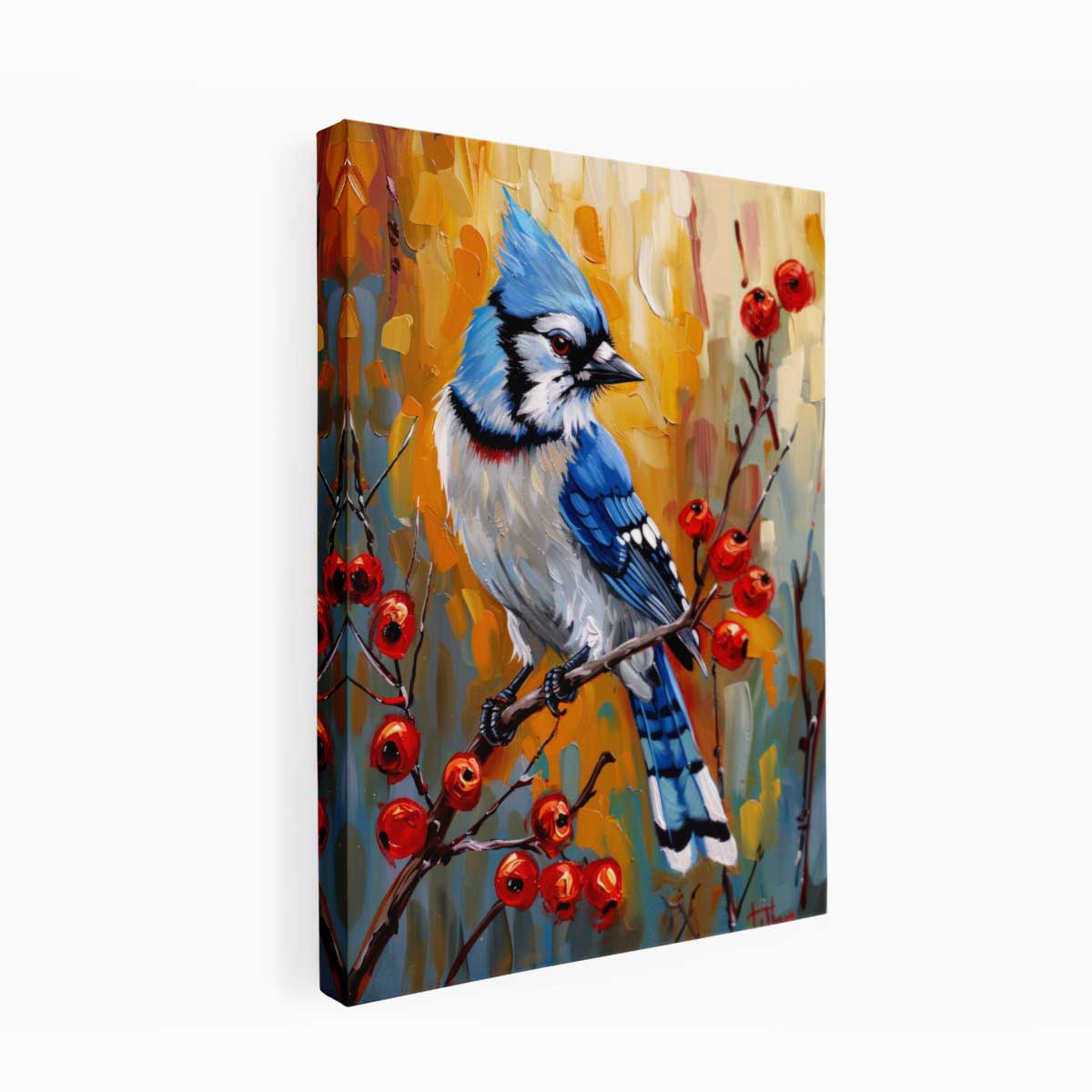Blue Jay Canvas Painting Print-3