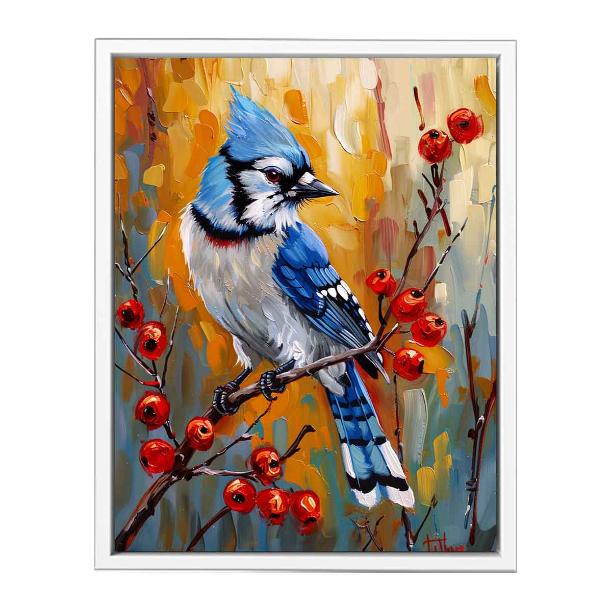 Blue Jay Canvas Painting Print-5