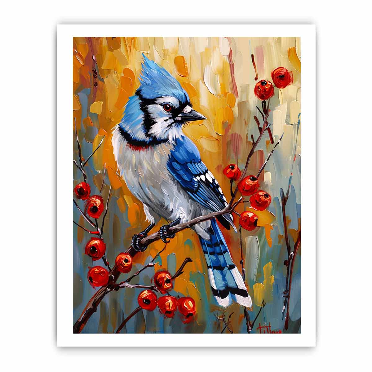 Blue Jay Canvas Painting Print-8