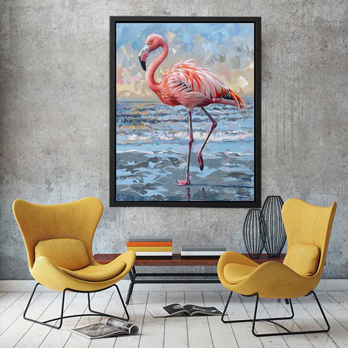 Flamingo Canvas Art Print-2