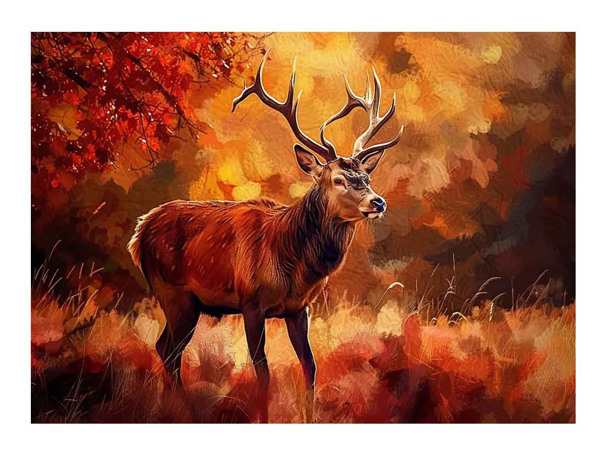 Deer Canvas Painting Print-0