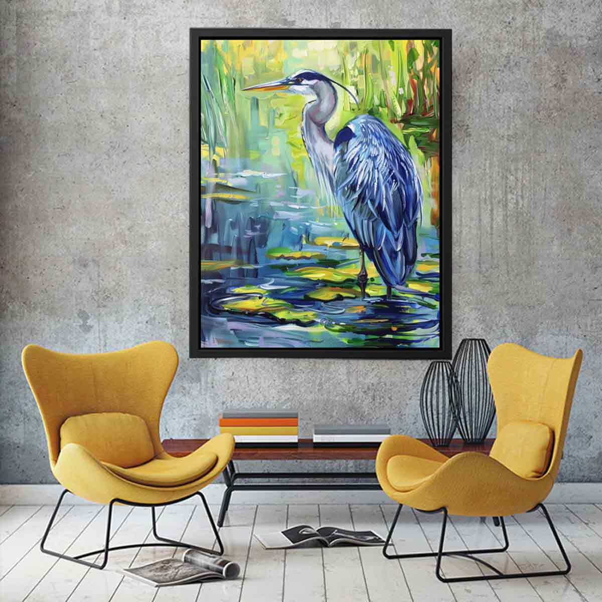Blue Heron Canvas Art Print-2