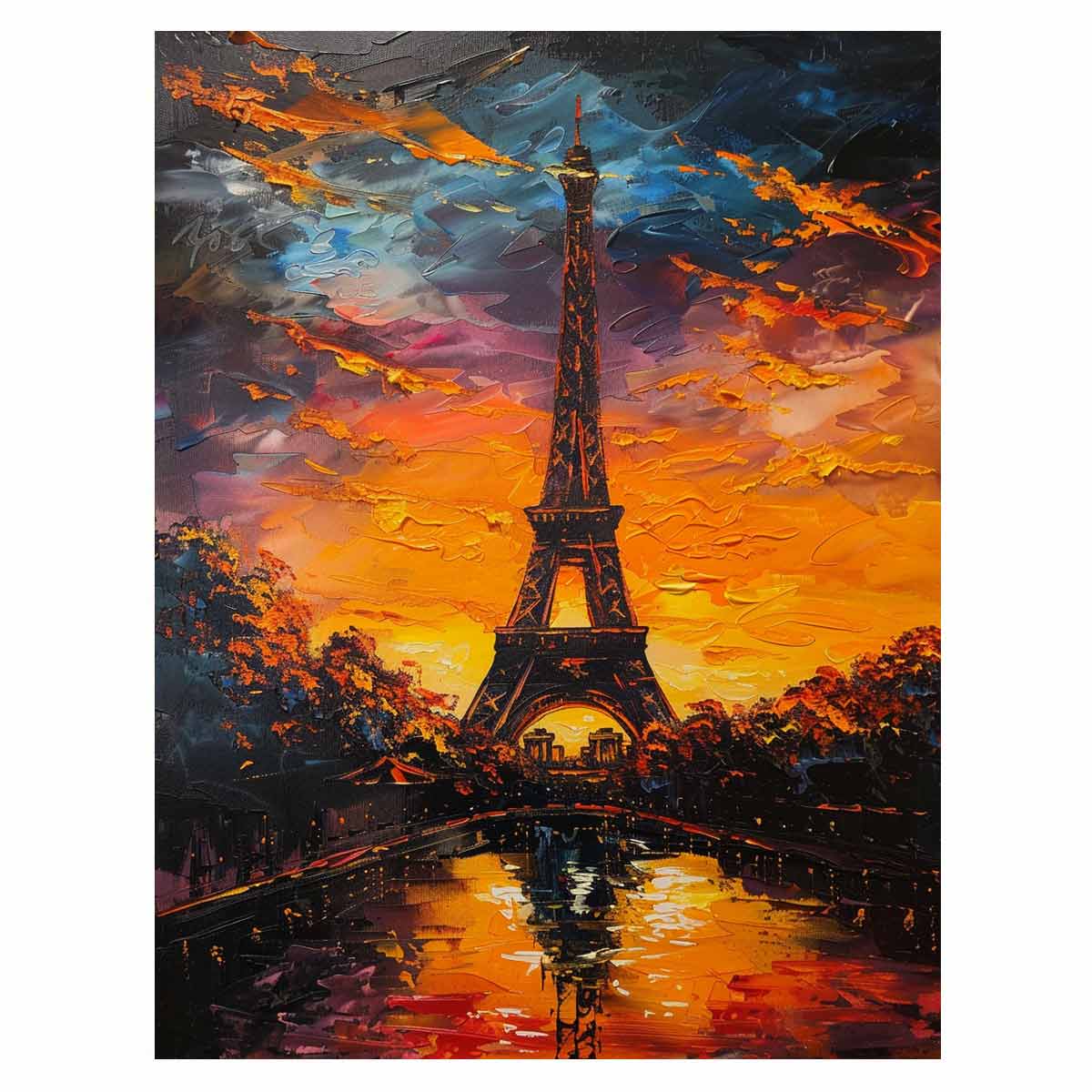 Eiffel Tower Sunset Canvas Art Print-0