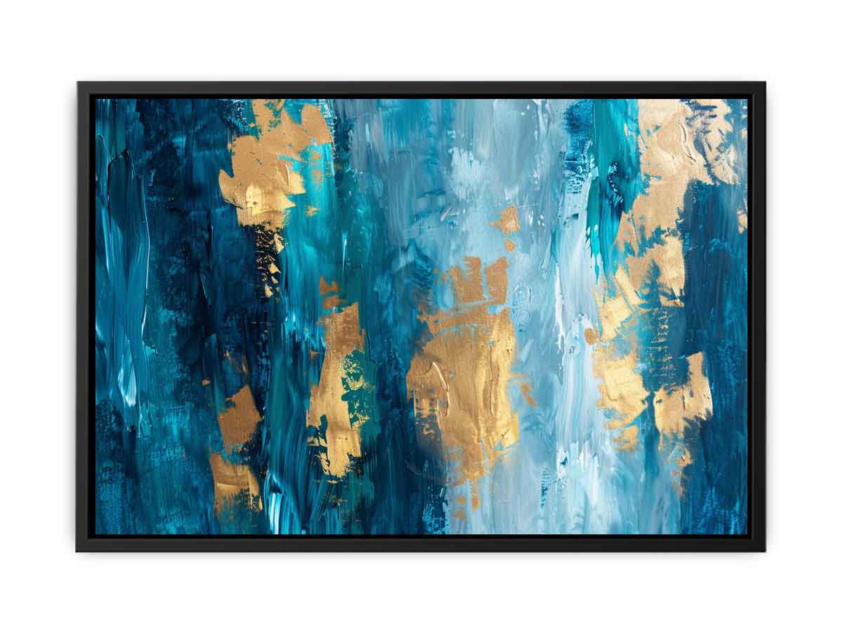 Abstract Blue Gold Luxury Canvas Painting-4