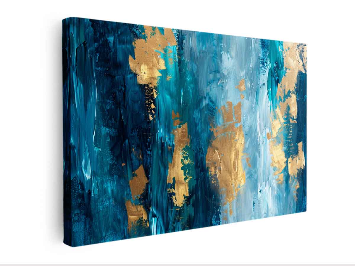 Abstract Blue Gold Luxury Canvas Painting-3