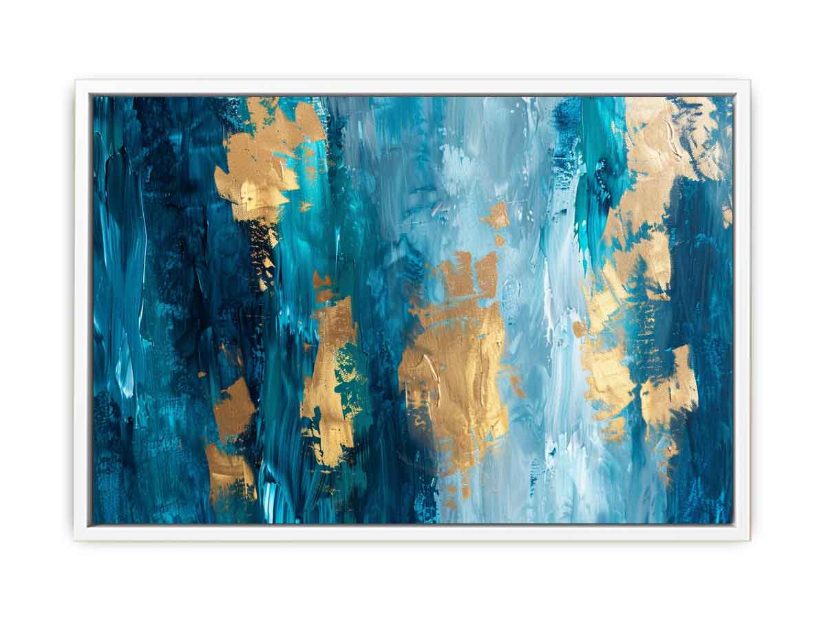 Abstract Blue Gold Luxury Canvas Painting-5