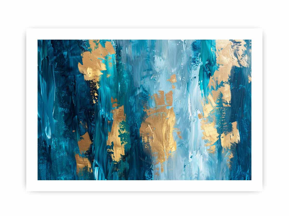 Abstract Blue Gold Luxury Canvas Painting-8